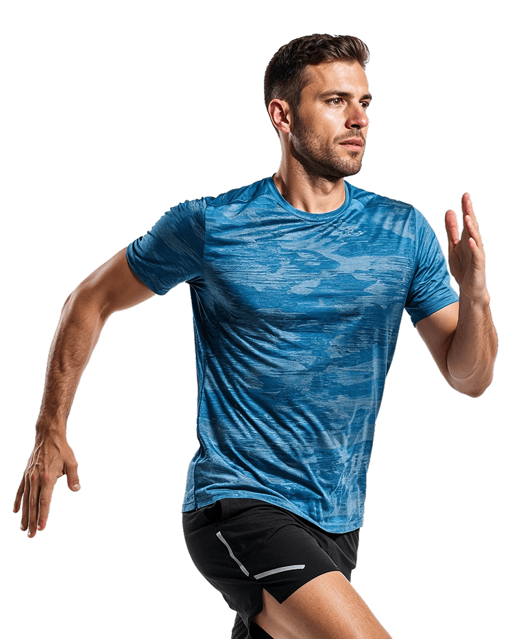 Un homme qui court en tenue de sport